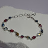 925 Sterling Silver Oyster Turquoise & Topaz Bracelet Length 6-8 Inch