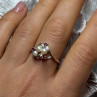 925 Sterling Silver Pearls & Ruby Ring Size 8