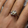 925 Sterling Silver Pearls & Ruby Ring Size 8