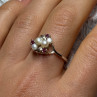 925 Sterling Silver Pearls & Ruby Ring Size 8