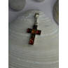 925 Sterling Silver Amber Cross Pendant Length 1.50 inch
