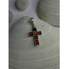 925 Sterling Silver Amber Cross Pendant Length 1.50 inch