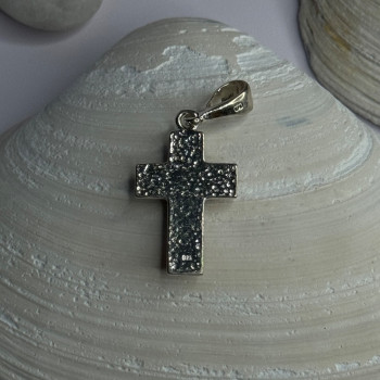925 Sterling Silver Amber Cross Pendant Length 1.50 Inch