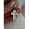925 Sterling Silver Amber Cross Pendant Length 1.50 inch