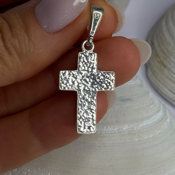 925 Sterling Silver Amber Cross Pendant Length 1.50 Inch