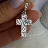 925 Sterling Silver Amber Cross Pendant Length 1.50 Inch