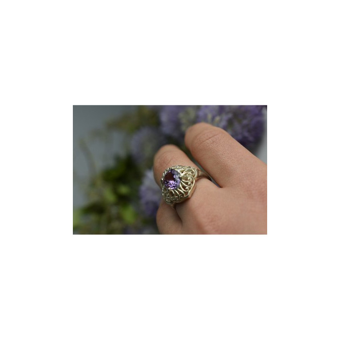 925 Sterling Silver Purple Tourmaline Ring Size 8
