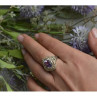 925 Sterling Silver Purple Tourmaline Ring Size 8