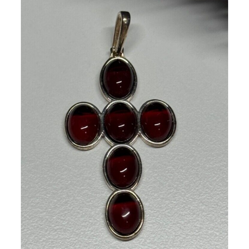 925 Sterling Silver Agate Cross