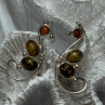925 Sterling Silver Amber Earrings Length 2 Inch