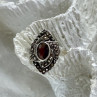 925 Sterling Silver Garnet & Marcasites Ring Size 7