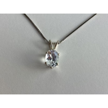 925 Sterling Silver White Tourmaline (Achroite) Chain with Pendant