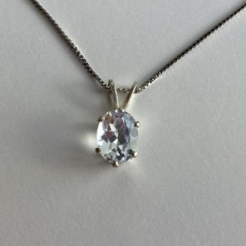 925 Sterling Silver White Tourmaline (Achroite) Chain With Pendant