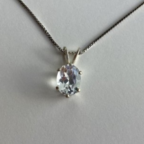925 Sterling Silver White Tourmaline (Achroite) Chain With Pendant