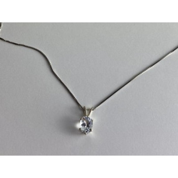 925 Sterling Silver White Tourmaline (Achroite) Chain with Pendant