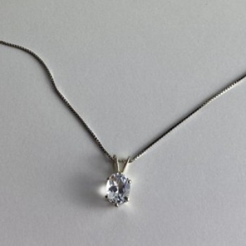 925 Sterling Silver White Tourmaline (Achroite) Chain With Pendant