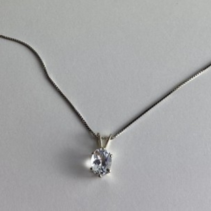 925 Sterling Silver White Tourmaline (Achroite) Chain With Pendant