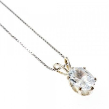 925 Sterling Silver White Tourmaline (Achroite) Chain With Pendant