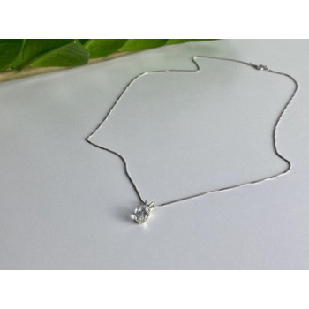925 Sterling Silver White Tourmaline (Achroite) Chain with Pendant