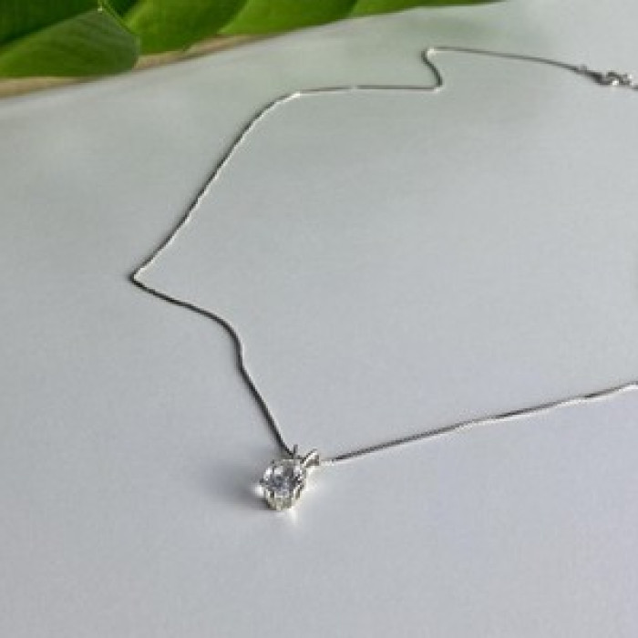 925 Sterling Silver White Tourmaline (Achroite) Chain With Pendant