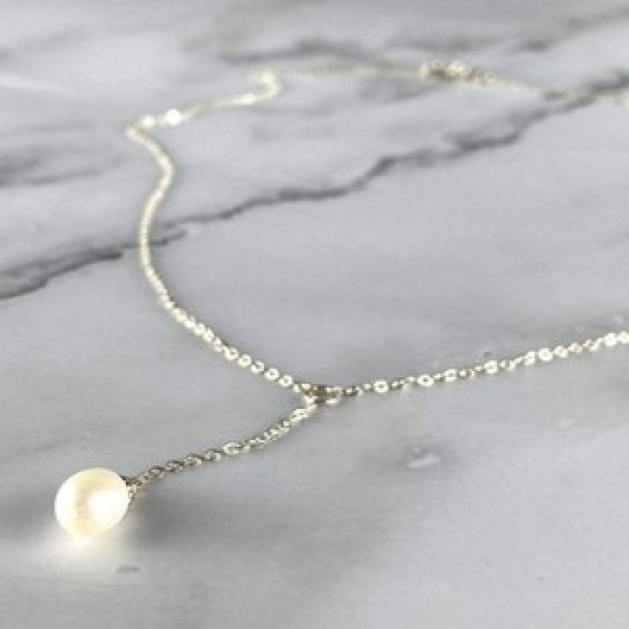 925 Sterling Silver Pearl Necklace Italy