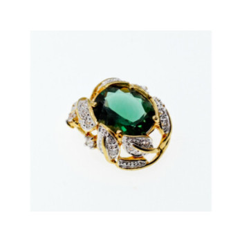 925 Sterling Silver Gold Plated Emerald & CZ Pendant