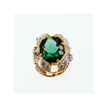 925 Sterling Silver Gold Plated Emerald & CZ Pendant
