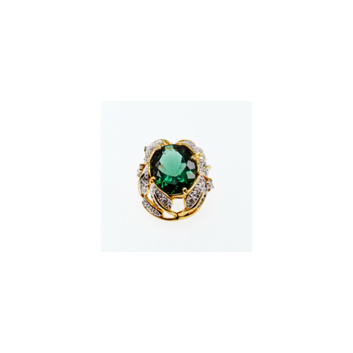 925 Sterling Silver Gold Plated Emerald & CZ Pendant