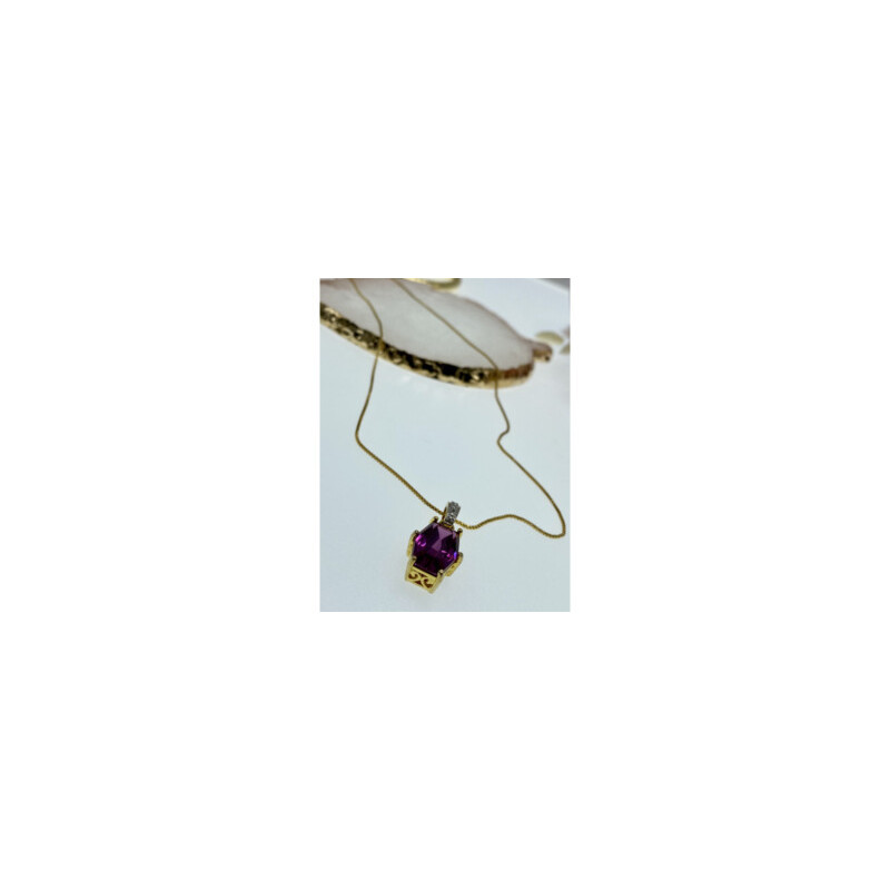 925 Sterling Silver Gold Plated Spinel Chain With Pendant