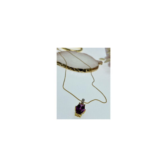 925 Sterling Silver Gold Plated Spinel Chain With Pendant