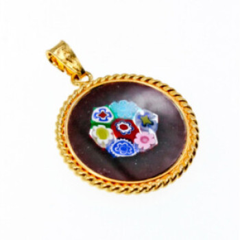 925 Sterling Silver Gold Plated Enamel Pendant