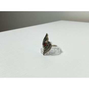 Vintage 925 Sterling Silver Garnet & Marcasites Ring Size 5.5