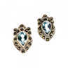 925 Sterling Silver Topaz & Marcasites Stud Earrings