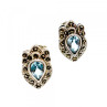 925 Sterling Silver Topaz & Marcasites Stud Earrings