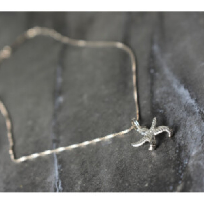 925 Sterling Silver Starfish Chain With Pendant Italy