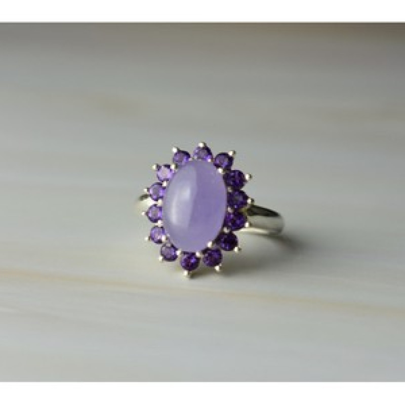 925 Sterling Silver Amethyst Quartz & Purple Tourmaline Ring Size 6.75