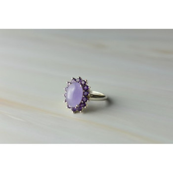 925 Sterling Silver Amethyst Quartz & Purple Tourmaline Ring Size 6.75