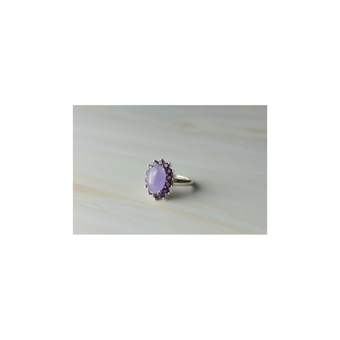 925 Sterling Silver Amethyst Quartz & Purple Tourmaline Ring Size 6.75