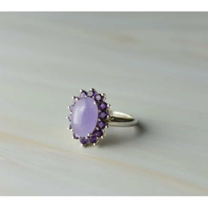 925 Sterling Silver Amethyst Quartz & Purple Tourmaline Ring Size 6.75