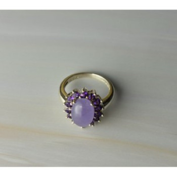 925 Sterling Silver Amethyst Quartz & Purple Tourmaline Ring Size 6.75