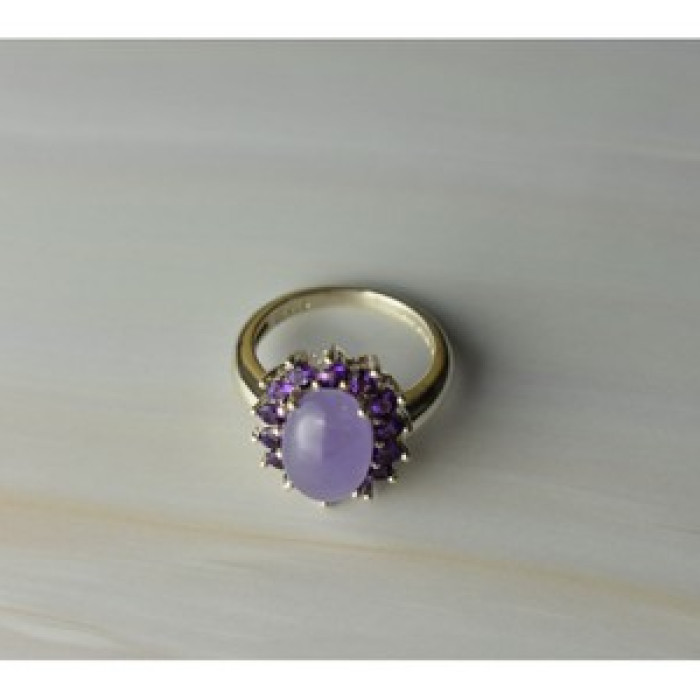 925 Sterling Silver Amethyst Quartz & Purple Tourmaline Ring Size 6.75
