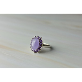 925 Sterling Silver Amethyst Quartz & Purple Tourmaline Ring Size 6.75