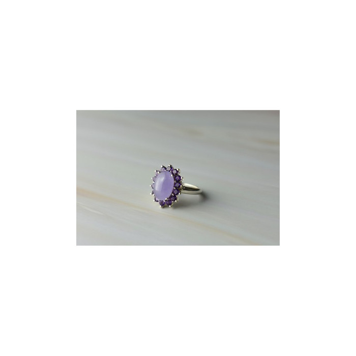 925 Sterling Silver Amethyst Quartz & Purple Tourmaline Ring Size 6.75