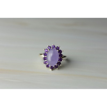 925 Sterling Silver Amethyst Quartz & Purple Tourmaline Ring Size 6.75