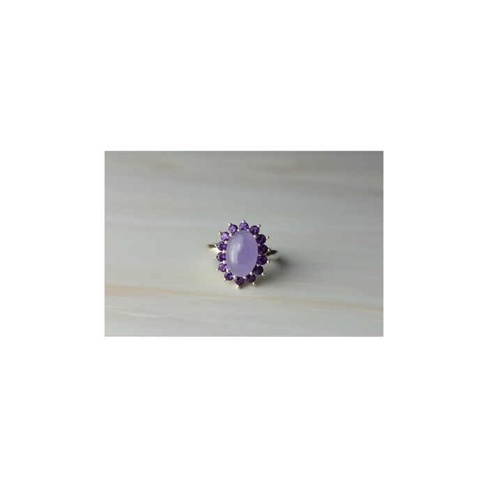 925 Sterling Silver Amethyst Quartz & Purple Tourmaline Ring Size 6.75
