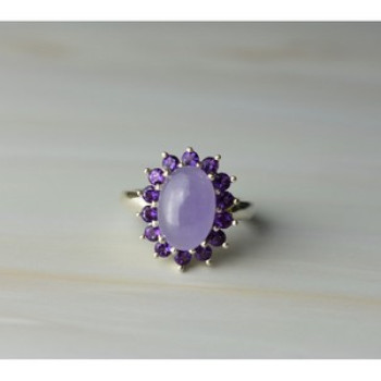 925 Sterling Silver Amethyst Quartz & Purple Tourmaline Ring Size 6.75