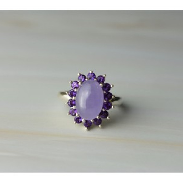 925 Sterling Silver Amethyst Quartz & Purple Tourmaline Ring Size 6.75