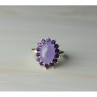 925 Sterling Silver Amethyst Quartz & Purple Tourmaline Ring Size 6.75
