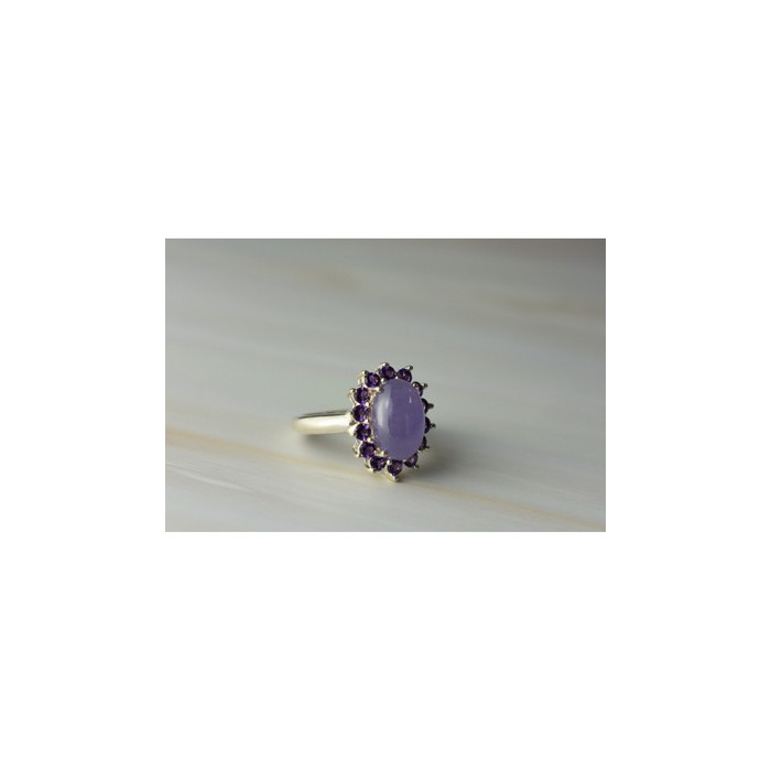 925 Sterling Silver Amethyst Quartz & Purple Tourmaline Ring Size 6.75