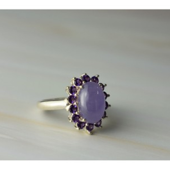 925 Sterling Silver Amethyst Quartz & Purple Tourmaline Ring Size 6.75